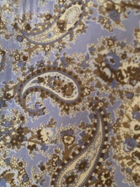 Vintage Pale Blue Brown Paisley Square Scarf Excellent Condition